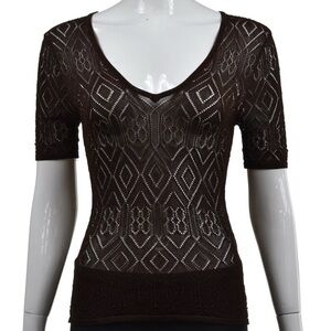 Brown Sheer Knit Top